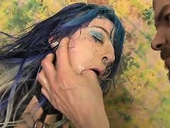 Blue Haired Emo Slut Orion Star Getting Her Face Smashed